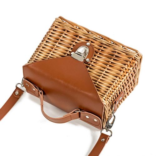  UKURO Square Straw Crossbody Bag For Women Rattan Woven Summer Beach Satchel Bohemia Shoulder Handbags