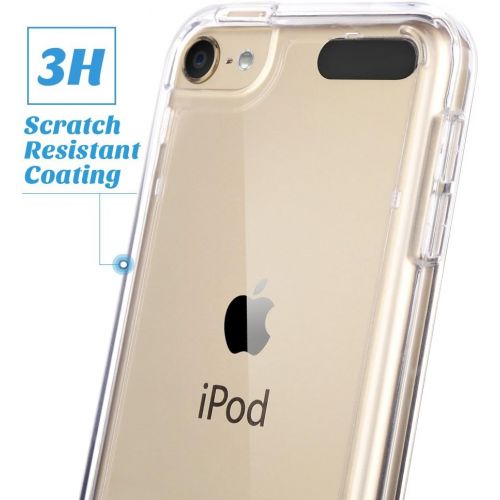  [아마존베스트]ULAK Soft TPU Bumper PC Back Hybrid Case for iPod Touch 6/iPod Touch 5/iPod Touch 7 - Retail Packaging - Clear Slim