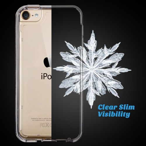  [아마존베스트]ULAK Soft TPU Bumper PC Back Hybrid Case for iPod Touch 6/iPod Touch 5/iPod Touch 7 - Retail Packaging - Clear Slim