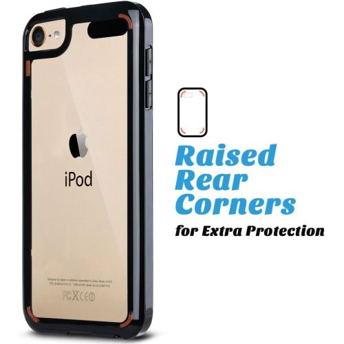  [아마존베스트]ULAK iPod Touch 7 Case,iPod Touch 6 & 5 Case, Clear Slim Hybrid Bumper TPU/Scratch Resistant Hard PC Back / Corner Shock Absorption Case for Apple iPod Touch 5th 6th 7th Generation
