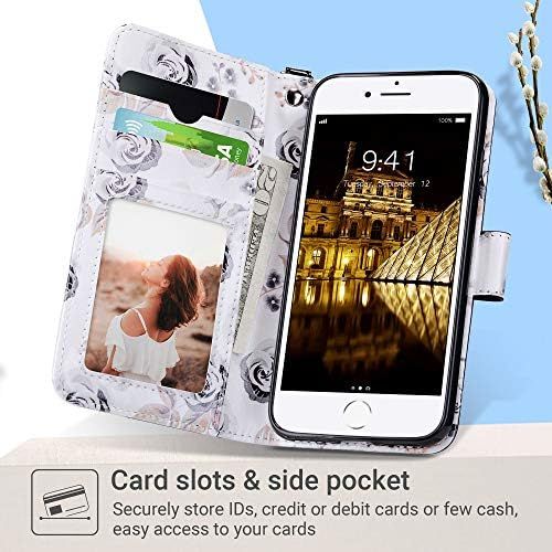  [아마존베스트]ULAK iPhone 8 Wallet, iPhone SE Wallet 2020, iPhone 7 Flip Wallet Case, PU Leather Wallet Kickstand Card Holder Shockproof Protective Cover for iPhone 7/8/Phone SE 2nd Generation 4