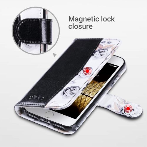  [아마존베스트]ULAK iPhone 8 Wallet, iPhone SE Wallet 2020, iPhone 7 Flip Wallet Case, PU Leather Wallet Kickstand Card Holder Shockproof Protective Cover for iPhone 7/8/Phone SE 2nd Generation 4