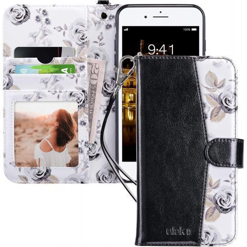  [아마존베스트]ULAK iPhone 8 Plus Case, iPhone 7 Plus Wallet Case,Floral PU Leather Wallet Case with Kickstand Card Holder ID Slot and Hand Strap Shockproof Rubber Cover for iPhone 7 Plus/8 Plus,