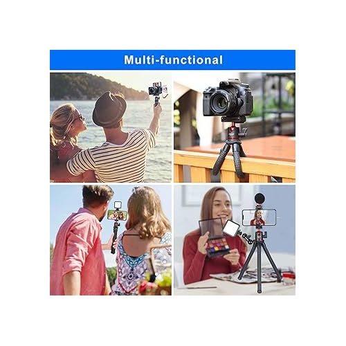  ULANZI Camera Tripod, Mini Flexible Stand with Hidden Phone Holder w Cold Shoe Mount, 1/4'' Screw for Magic Arm, Universal for iPhone 13 12 Pro Max XS Max X 8 Samsung Canon Nikon Sony Cameras