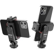 ULANZI Phone Tripod Mount ST-06S, New Universal Smartphone Mount Adapter with 2 Cold Shoe, 360° Rotates Adjustable Cell Phone Clip Clamp Holder, Compatible with iPhone, Samsung Galaxy and All Phones