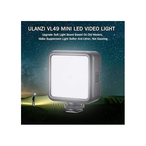  ULANZI VL49 2000mAh LED Video Light w 3 Cold Shoe, Rechargeable Soft Light Panel, Portable Photography Lighting for DJI OSMO Sony DSLR Canon Camera GoPro Vlogging