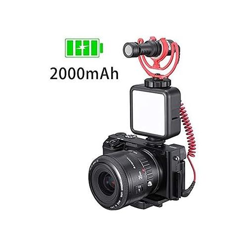  ULANZI VL49 2000mAh LED Video Light w 3 Cold Shoe, Rechargeable Soft Light Panel, Portable Photography Lighting for DJI OSMO Sony DSLR Canon Camera GoPro Vlogging