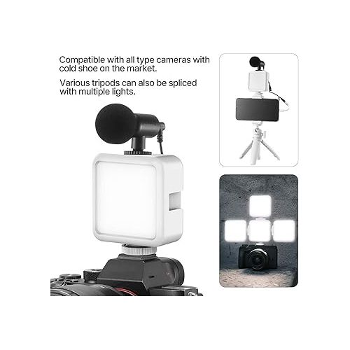  ULANZI VL49 2000mAh LED Video Light w 3 Cold Shoe, Rechargeable Soft Light Panel for DJI OSMO Mobile 3 Pocket Zhiyun Smooth 4 Sony RX100 VII Canon G7X Mark III A6400 6600 Camera GoPro 10 9 8 Vlogging