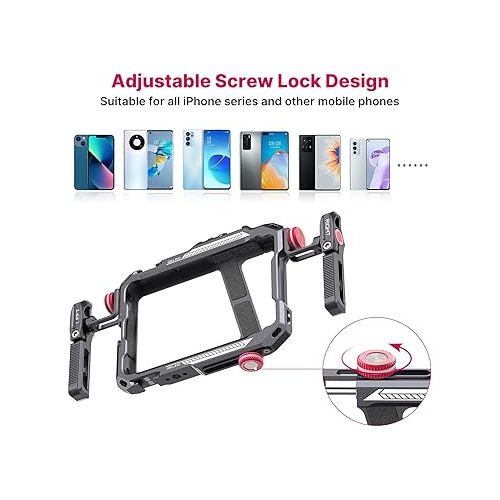  ULANZI Smartphone Video Rig with Handle, LINO Filmmaking Case Aluminum Alloy Phone Video Stabilizer Grip Tripod Mount for Video Maker Videographer with Cold Shoe for iPhone 13 Mini Pro Max 8 Plus