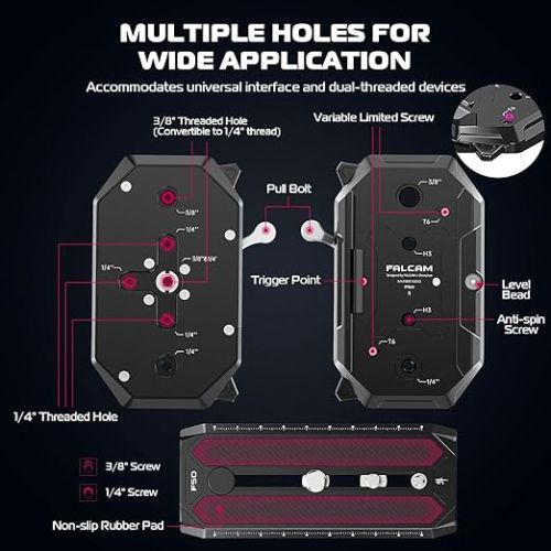  ULANZI F50 Long QR Kit, Quick Release for Cameras, Robust Aluminum Alloy Construction, Supports 50kg Load, Front & Back Leveling, Multiple Hole Options, Upgradeable System