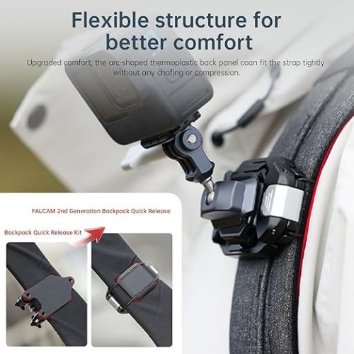  ULANZI F38 Camera Backpack Strap Clip Quick Release Kit for Backpack Straps V2, QR Plate Camera Tripod Mount Adapter Capture Camera Clip for Camera to Backpack Strap Quick Mount/Release