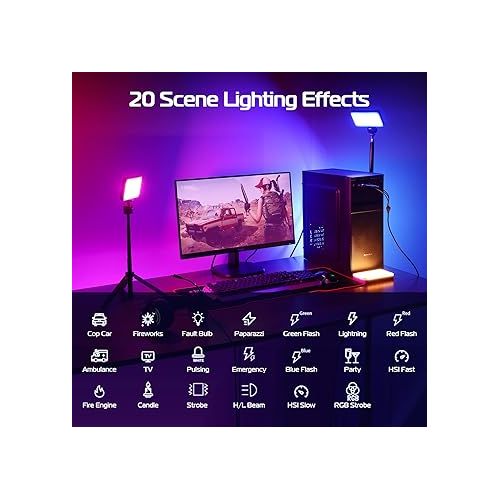  ULANZI LT002 RGB Video Light, Portable LED Camera Light Panel 0-360 Full Color, CRI 95+ 2500-9000K LED Video Light, 4000mAh Rechargeable LED DSLR Lighting for Vlogging, Photography, Video Conference