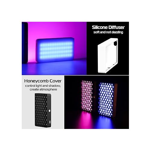  ULANZI LT002 RGB Video Light, Portable LED Camera Light Panel 0-360 Full Color, CRI 95+ 2500-9000K LED Video Light, 4000mAh Rechargeable LED DSLR Lighting for Vlogging, Photography, Video Conference