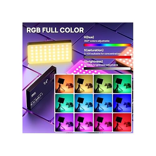  ULANZI PL-01 RGB Video Light, Portable RGB Camera Light with 4000mAh Battery, 360° Color 20 Light Effects, CRI≥95 2500-9000K LED Panel DSLR Photography Lighting for YouTube, Video Conference, Vlogging