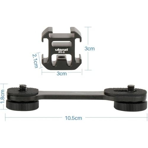  ULANZI PT-3 Triple Cold Shoe Mounts Plate Microphone Led Video Light Extension Bracket Microphone Stand Rig Compatible for DJI OSMO Mobile 3 2 OM 4 Zhiyun Smooth 4/Feiyu Vimble 2 Gimbal Stabilizer