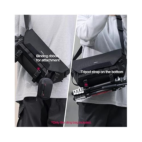  ULANZI Sling Camera Case with Tripod Holder, Small Compact Camera Tactical Shoulder Bags for DSLR/SLR/Mirrorless Cameras, Waterproof Crossbody Bag Women Men, Black BC08