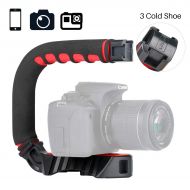 ULANZI U-Grip Pro Handheld Video Rig Steadicam with Triple Cold Shoe, Stabilizing Handle Grip Compatible for iPhone Xs 8 7plus GoPro 7 6 5 Canon NikonSony DSLR Cameras