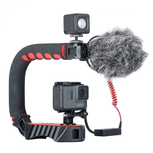  ULANZI U-Grip Pro Handheld Video Rig Steadicam with Triple Cold Shoe, Stabilizing Handle Grip Compatible for iPhone Xs 8 7plus GoPro 7 6 5 Canon NikonSony DSLR Cameras