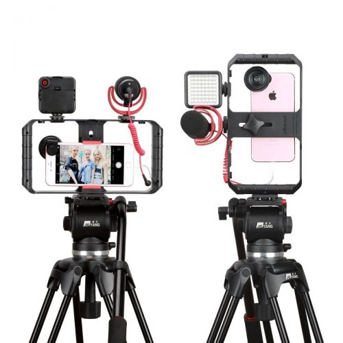  Ulanzi U Rig Pro Video Rig for iPhone, Phone Stabilizer Rig w Triple Cold Shoe Mount,Phone Tripod Mount for iPhone 11 Pro Max XS Max X 8 7 6 plus OnePlus 7 Pro Samsung Google Pixel