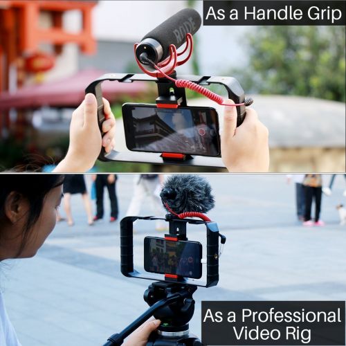  Ulanzi U Rig Pro Video Rig for iPhone, Phone Stabilizer Rig w Triple Cold Shoe Mount,Phone Tripod Mount for iPhone 11 Pro Max XS Max X 8 7 6 plus OnePlus 7 Pro Samsung Google Pixel