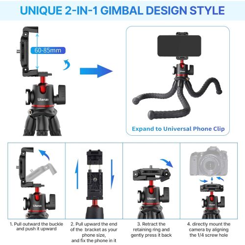  ULANZI MT-33 Camera Tripod,Flexible Mini Tripod with 1/4 Screw for Magic Arm,Octopus Tripod Compatible with iPhone 12 Samsung Canon Nikon Sony Cameras