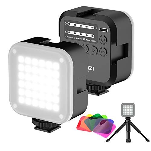  Ulanzi U-Bright LED Video Light on Camera with Tripod, Portable Photography Lighting Kit Photo Studio Fill Lamp with 6 Color Filters, CRI95+ 2700K-6500K Bicolor Dimmable 3000mAh Re