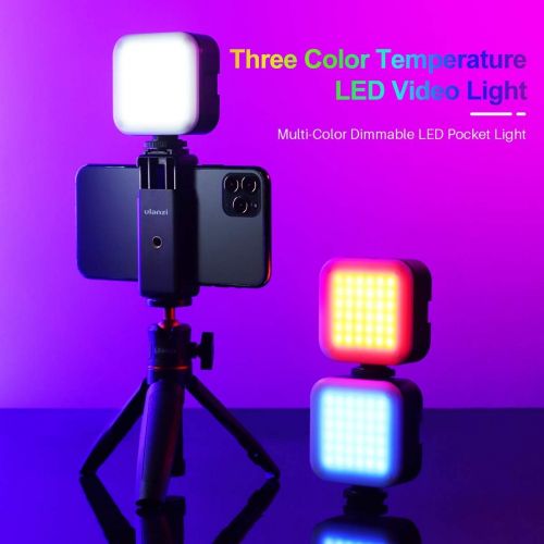  Ulanzi U-Bright LED Video Light on Camera with Tripod, Portable Photography Lighting Kit Photo Studio Fill Lamp with 6 Color Filters, CRI95+ 2700K-6500K Bicolor Dimmable 3000mAh Re