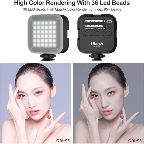  Ulanzi U-Bright LED Video Light on Camera with Tripod, Portable Photography Lighting Kit Photo Studio Fill Lamp with 6 Color Filters, CRI95+ 2700K-6500K Bicolor Dimmable 3000mAh Re