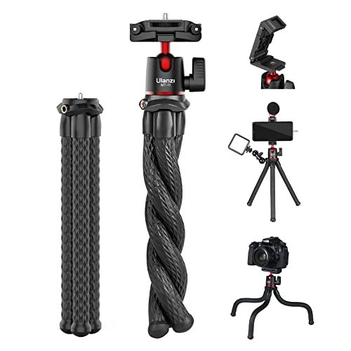  ULANZI Camera Tripod, Mini Flexible Tripod Stand with Hidden Phone Holder w Cold Shoe Mount, 1/4 Screw for Magic Arm, Universal for iPhone 13 12 Pro Max XS Max X 8 Samsung Canon Ni