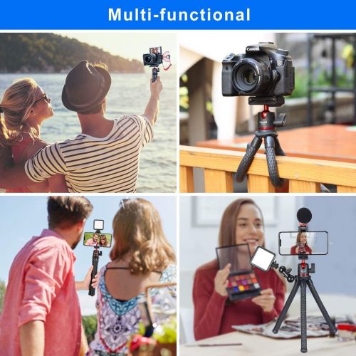  ULANZI Camera Tripod, Mini Flexible Tripod Stand with Hidden Phone Holder w Cold Shoe Mount, 1/4 Screw for Magic Arm, Universal for iPhone 13 12 Pro Max XS Max X 8 Samsung Canon Ni