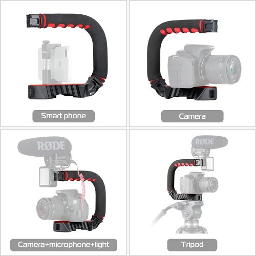  ULANZI U-Grip Pro Handheld Video Rig Steadicam with Triple Cold Shoe, Stabilizing Handle Grip Compatible for iPhone 13 12 Pro Max Xs 8 7 plus GoPro 10 9 8 Canon Nikon Sony DSLR Cam