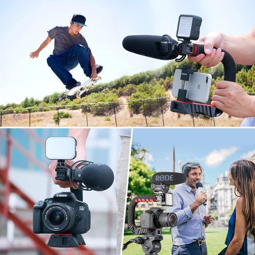  ULANZI U-Grip Pro Handheld Video Rig Steadicam with Triple Cold Shoe, Stabilizing Handle Grip Compatible for iPhone 13 12 Pro Max Xs 8 7 plus GoPro 10 9 8 Canon Nikon Sony DSLR Cam