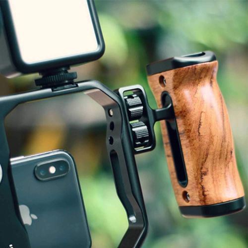  ULANZI UURig R027 Left Right Wood Handgrip Compatible with Sony, Panasonic, Canon Camera Cage Rigs Built in Cold Shoe and Threaded Mounts for Accessories