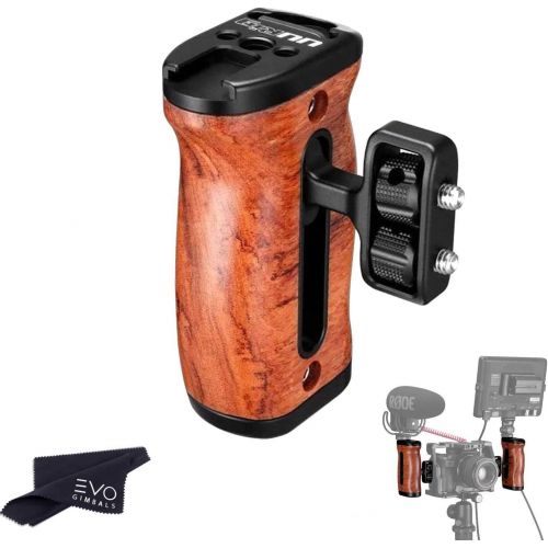  ULANZI UURig R027 Left Right Wood Handgrip Compatible with Sony, Panasonic, Canon Camera Cage Rigs Built in Cold Shoe and Threaded Mounts for Accessories