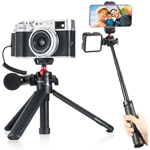  Ulanzi MT-16 Camera Tripod Stand Holder, Mini Tabletop Tripod Selfie Stick with Cold Shoe, Travel Tripod for iPhone 12 Canon G7X Mark III Sony ZV-1 RX100 VII A6600 Vlogging Filmmak