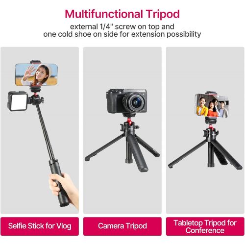  Ulanzi MT-16 Camera Tripod Stand Holder, Mini Tabletop Tripod Selfie Stick with Cold Shoe, Travel Tripod for iPhone 12 Canon G7X Mark III Sony ZV-1 RX100 VII A6600 Vlogging Filmmak