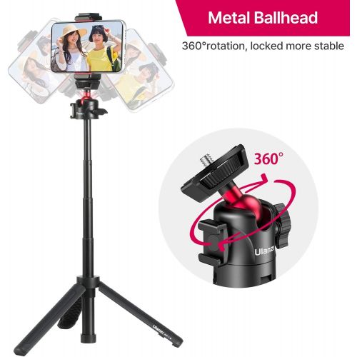  Ulanzi MT-16 Camera Tripod Stand Holder, Mini Tabletop Tripod Selfie Stick with Cold Shoe, Travel Tripod for iPhone 12 Canon G7X Mark III Sony ZV-1 RX100 VII A6600 Vlogging Filmmak