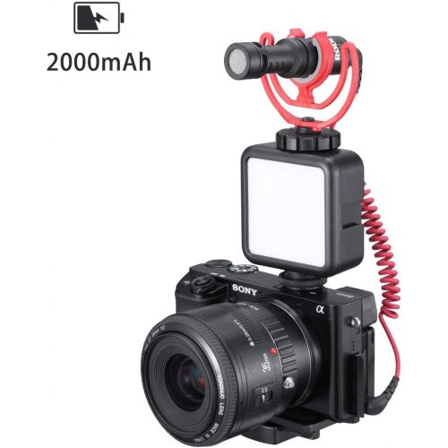  ULANZI VL49 2000mAh LED Video Light w 3 Cold Shoe, Rechargeable Soft Light Panel, Portable Photography Lighting for DJI OSMO Sony DSLR Canon Camera GoPro Vlogging