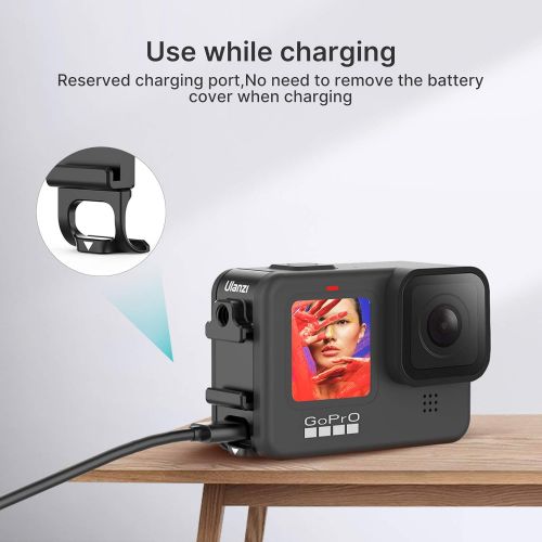  ULANZI G9-6 Battery Cover for GoPro Hero 10 9 Black Aluminum Alloy Replacement Door with Cold Shoes and 1/4 Screw Removable Protective Type-C Charging Port Adapter Repair Part Came