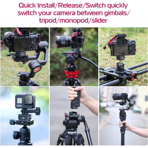  ULANZI Camera Quick Release Tripod Mount, Hummingbird DSLR QR Plate Adapter Vlog Filmmaking Quick Setup Kits for Canon/Sony/Nikon Fast Move Between Zhiyun Crane/Feiyu/DJI Ronin S/Moza/Tri