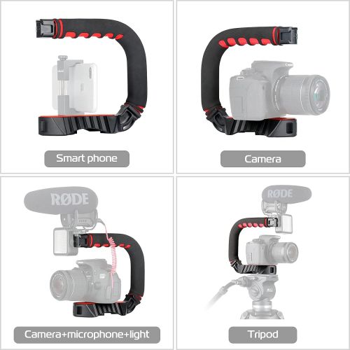  [아마존베스트]ULANZI U-Grip Pro Handheld Video Rig Steadicam with Triple Cold Shoe, Stabilizing Handle Grip Compatible for iPhone 11 Pro Max Xs 8 7 plus GoPro 8 7 6 5 Canon Nikon Sony DSLR Camer