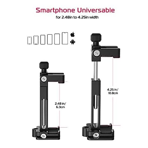  [아마존베스트]ULANZI ST-03 Metal Smartphone Tripod Adapter Mobile Phone Clip with Cold Shoe Mount and Arca-Style Quick Release Plate Foldable Tripod Holder Adapter for iPhone 11 Pro Max XR 7 8 P