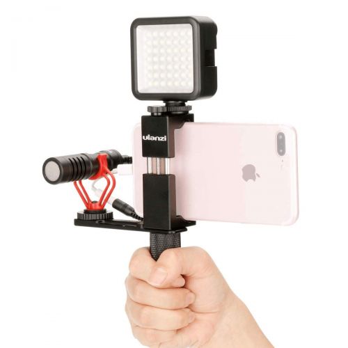  ULANZI Ulanzi Pocket Rig for Smartphones with Boya by-MM1 Shotgun Microphone and 49 LED Video Light Cold Shoe Plate for iPhone Xs Xs Max X 8 7 Plus Filmmaking Professional Videography