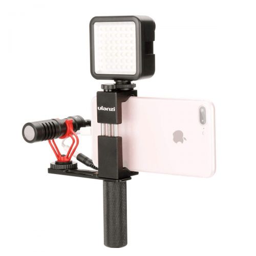  ULANZI Ulanzi Pocket Rig for Smartphones with Boya by-MM1 Shotgun Microphone and 49 LED Video Light Cold Shoe Plate for iPhone Xs Xs Max X 8 7 Plus Filmmaking Professional Videography