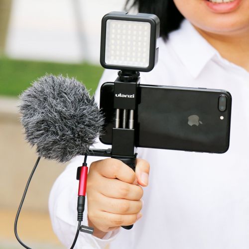  ULANZI Ulanzi Pocket Rig for Smartphones with Boya by-MM1 Shotgun Microphone and 49 LED Video Light Cold Shoe Plate for iPhone Xs Xs Max X 8 7 Plus Filmmaking Professional Videography
