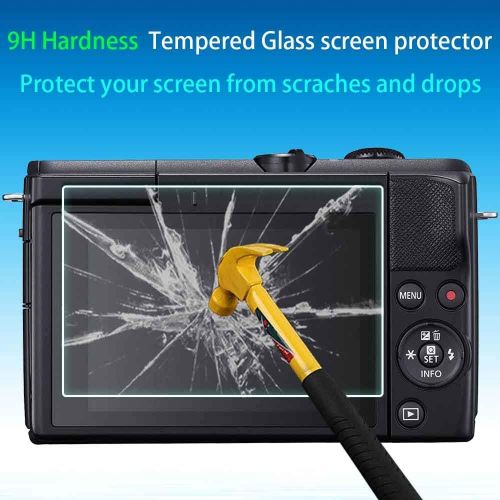  ULBTER Screen Protector for Canon EOS M200 Camera & Hot Shoe Cover, 0.3mm 9H Hardness Ultra-clear Tempered Glass Screen Protector,Anti-Scrach Anti-Fingerprint Anti-Dust Anti-Bubble