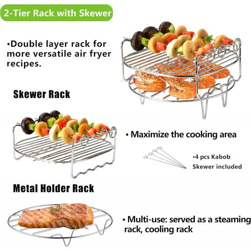 [아마존베스트]ULEE Air Fryer Pressure Cooker Accessories Compatible with Instant Pot Air Fryer Lid 6Qt, Ninja Foodi 6.5 Qt -Including Springform Pan, Pizza Pan, Egg Bites Mold, Skewers Rack and More