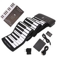 ULKEME 88 Keys Keyboard Piano Silicone Roll Up Keyboard Hand-rolling With Sustain Pedal