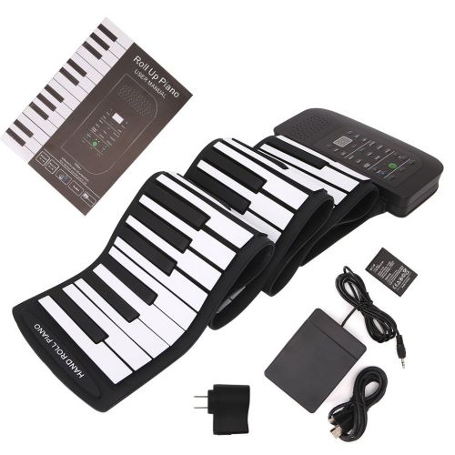  ULKEME 88 Keys Keyboard Piano Silicone Roll Up Keyboard Hand-rolling With Sustain Pedal