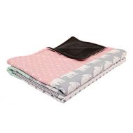 ULLENBOOM Elephant Baby Blanket 27” x 39” - Girls Mint/Pink Color - Star/Checkered Patchwork Design